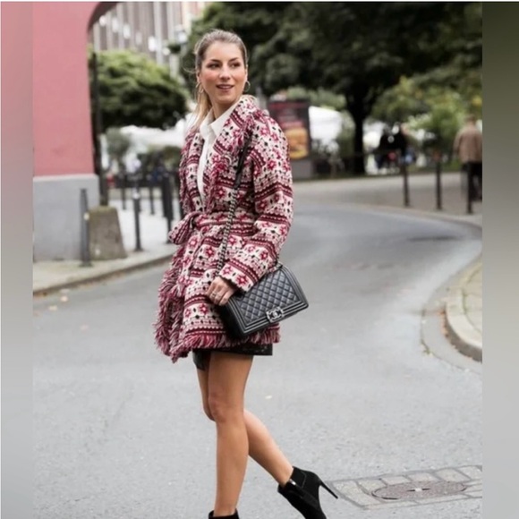 NWTZara Woman XS Tribal Print Navajo Jacquard Aztec Cardigan Sweater Coat Jacket - Picture 15 of 15